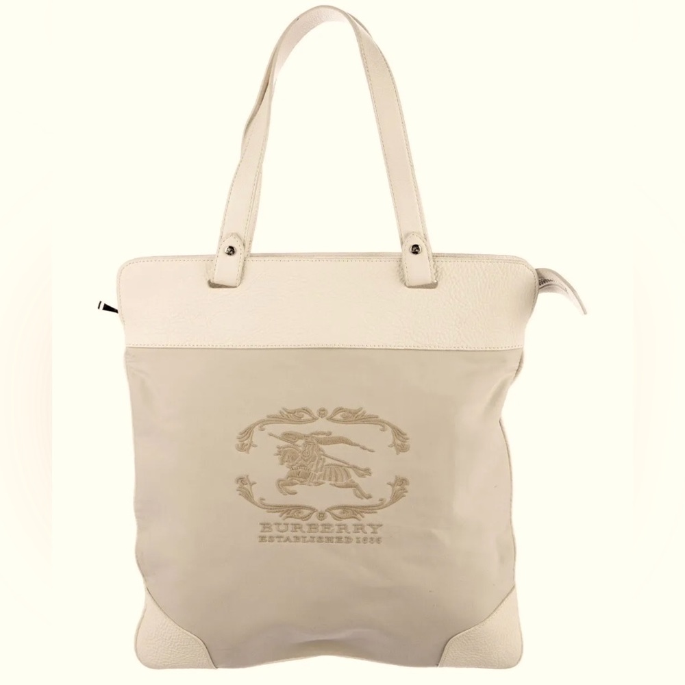 Burberry Leather Trimmed Logo Tote